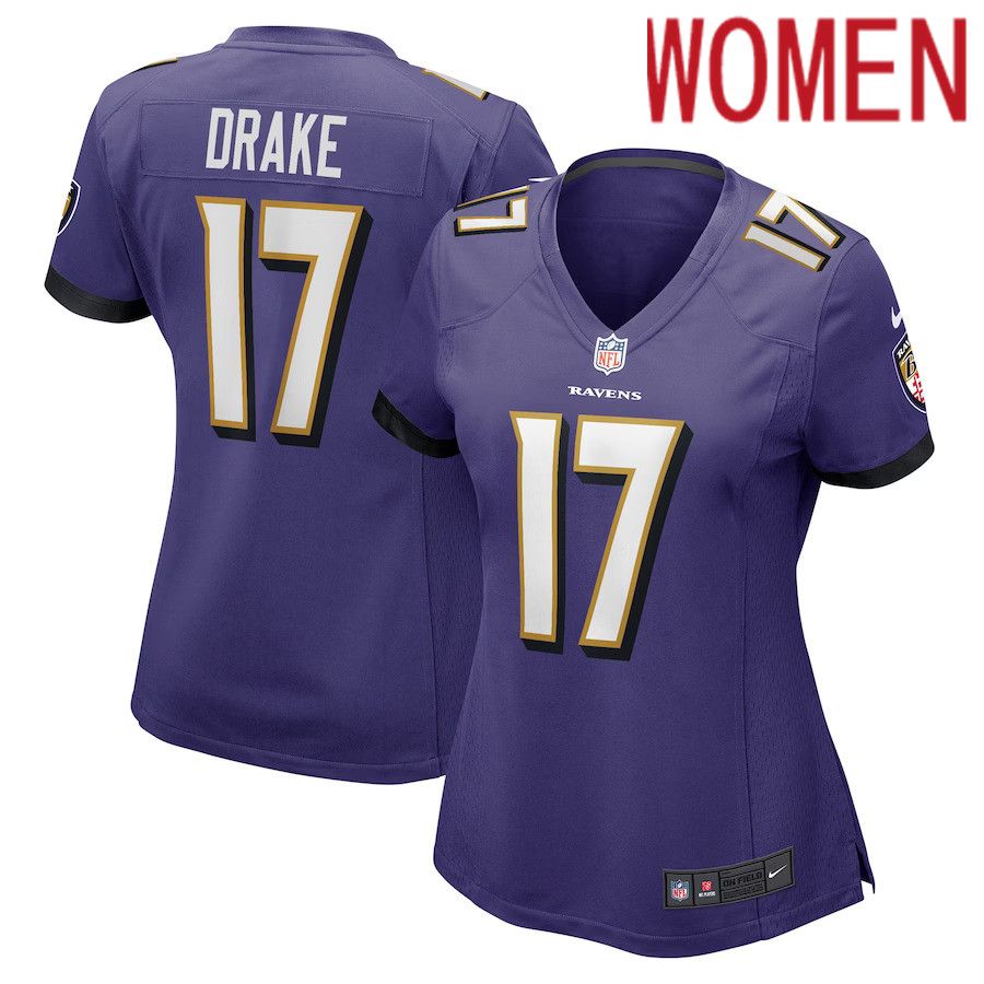 Women Baltimore Ravens 17 Kenyan Drake Nike Purple Game Player NFL Jersey